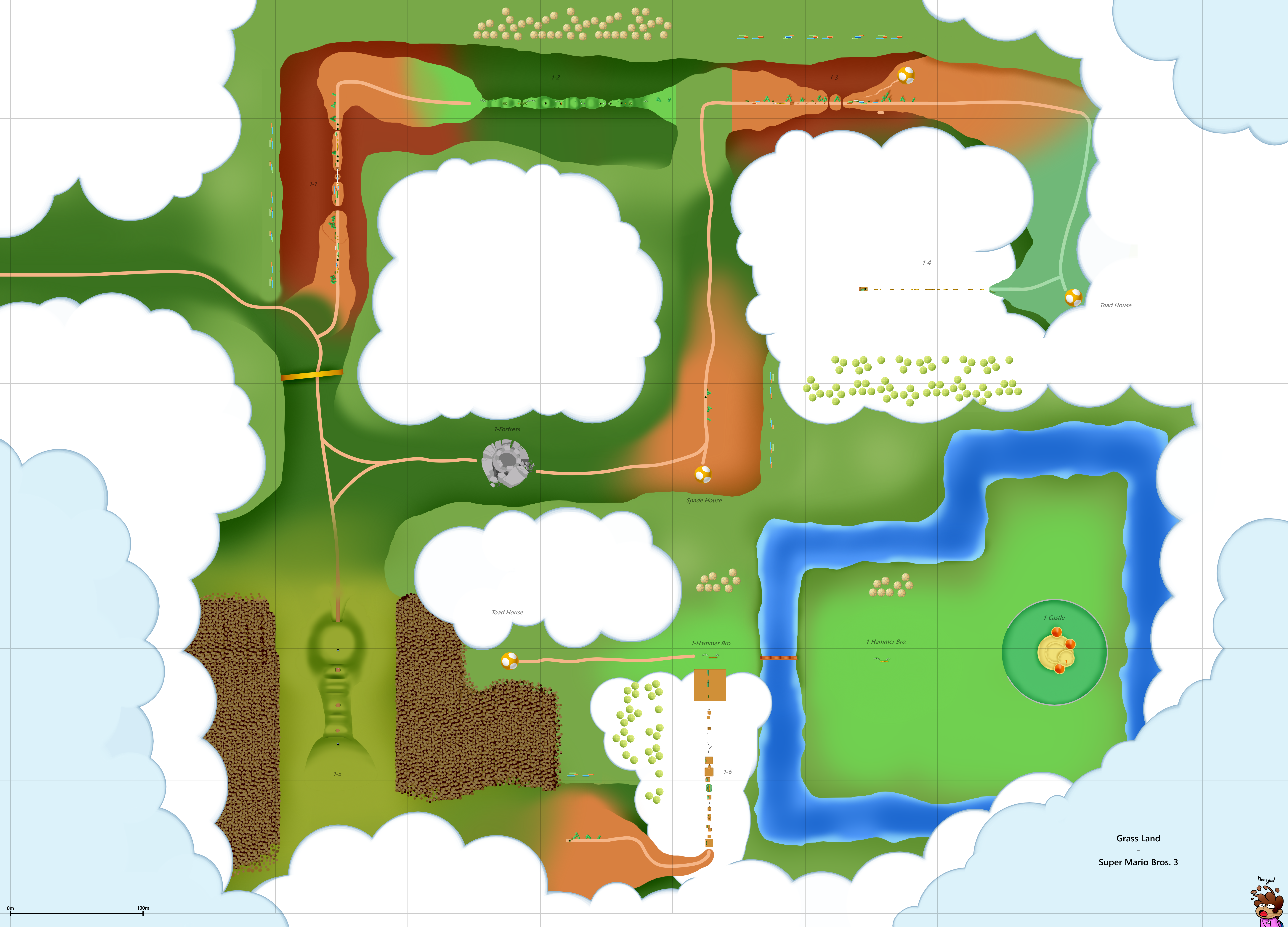 ArtStation - Super Mario Bros. 3 Redrawn - World 1 (Grass Land)