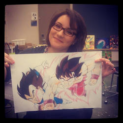 Just my friend posing with a drawing of mine