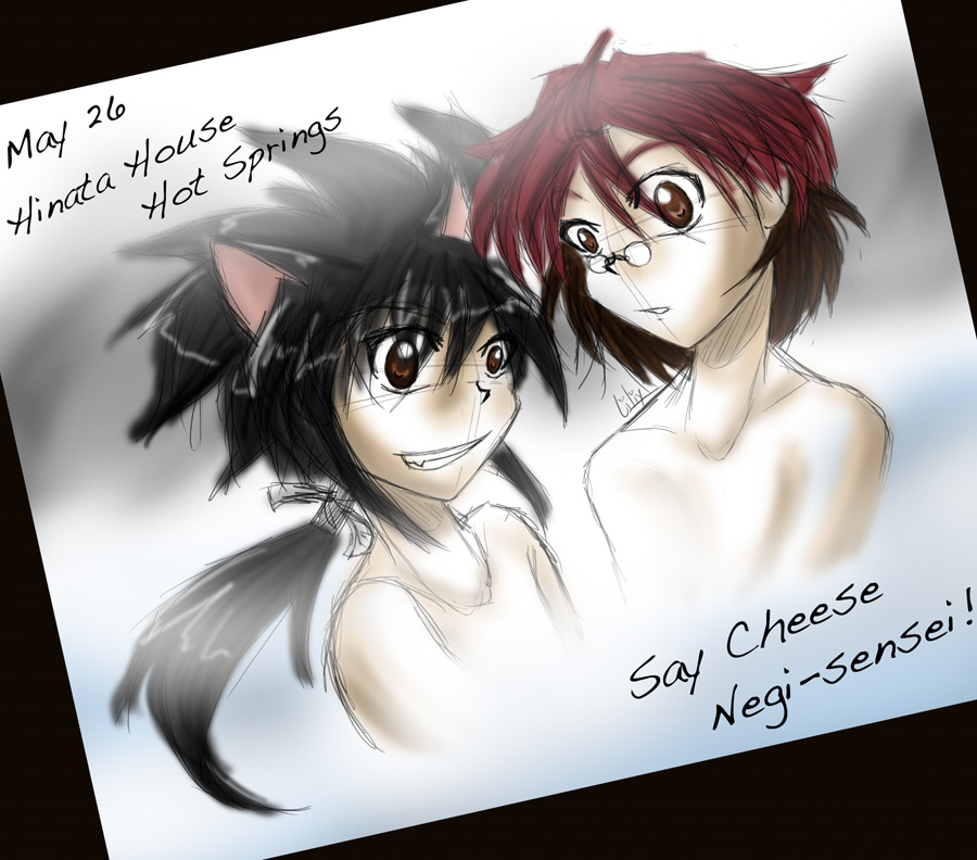 Hotspring Negi and Kotaro by liliy