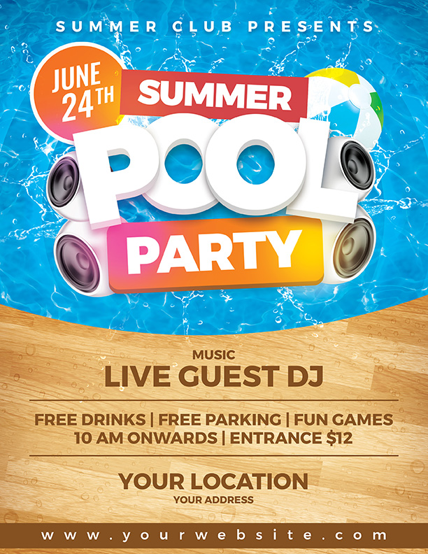 Summer Pool Party Flyer Template