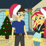 Me and Sunset Shimmer Under the Mistletoe