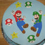 Mario and Luigi cake-top view
