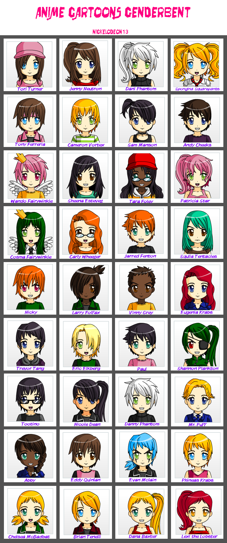 Anime Genderbend Cartoons by Nickelodeon13 on DeviantArt