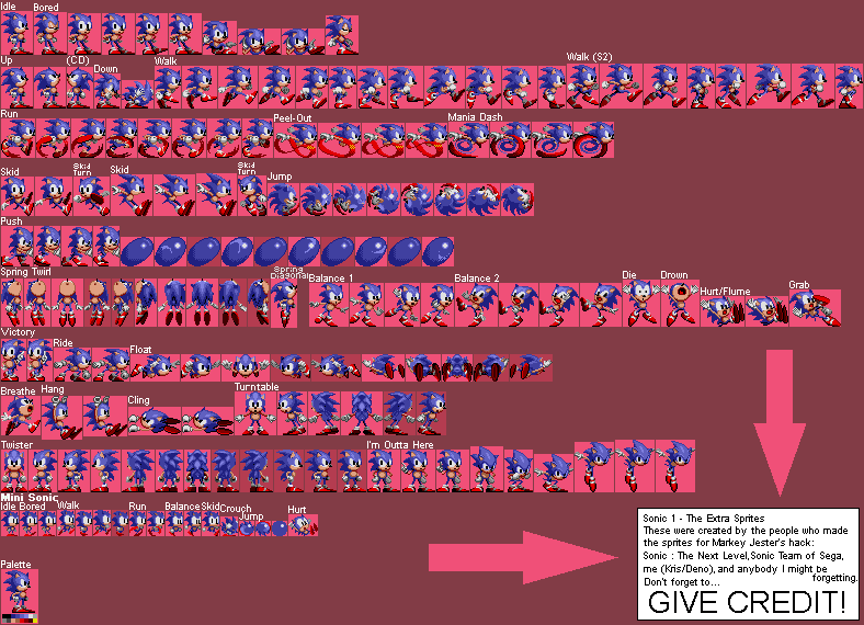 Early Style Sonic 1 Sprites in Sonic the Hedgehog 1