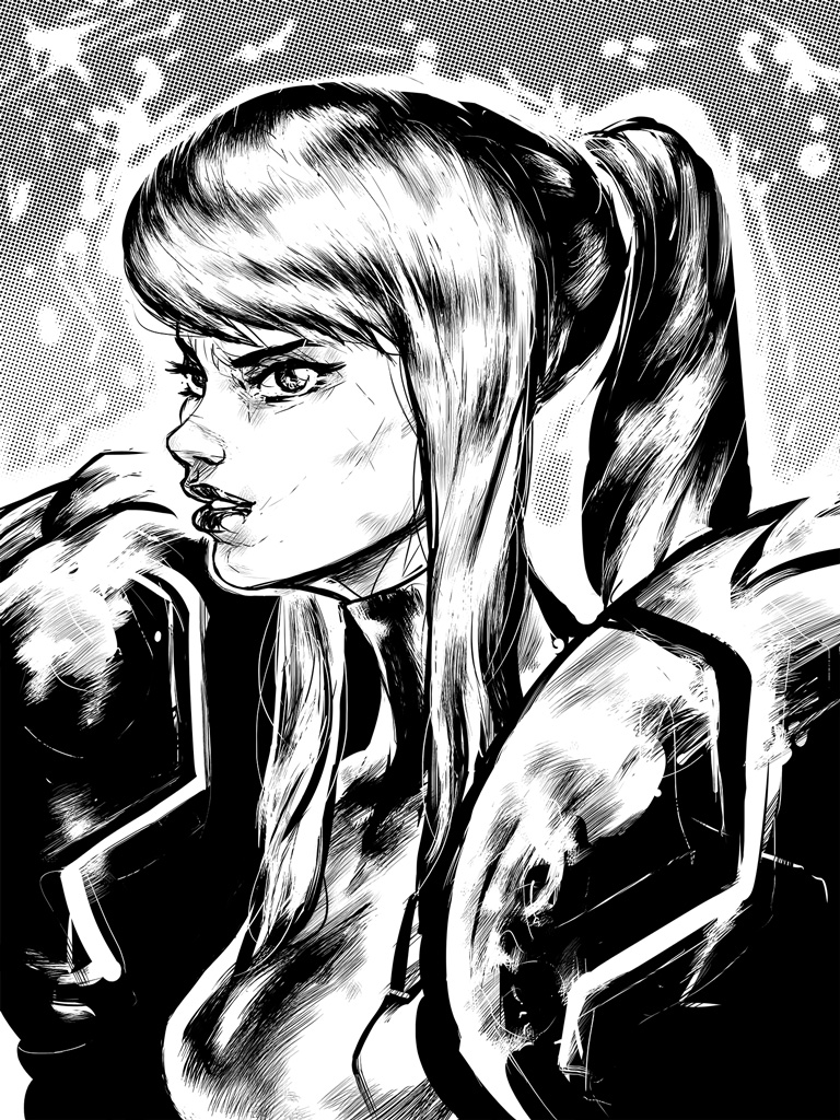 Samus Aran (B + W)