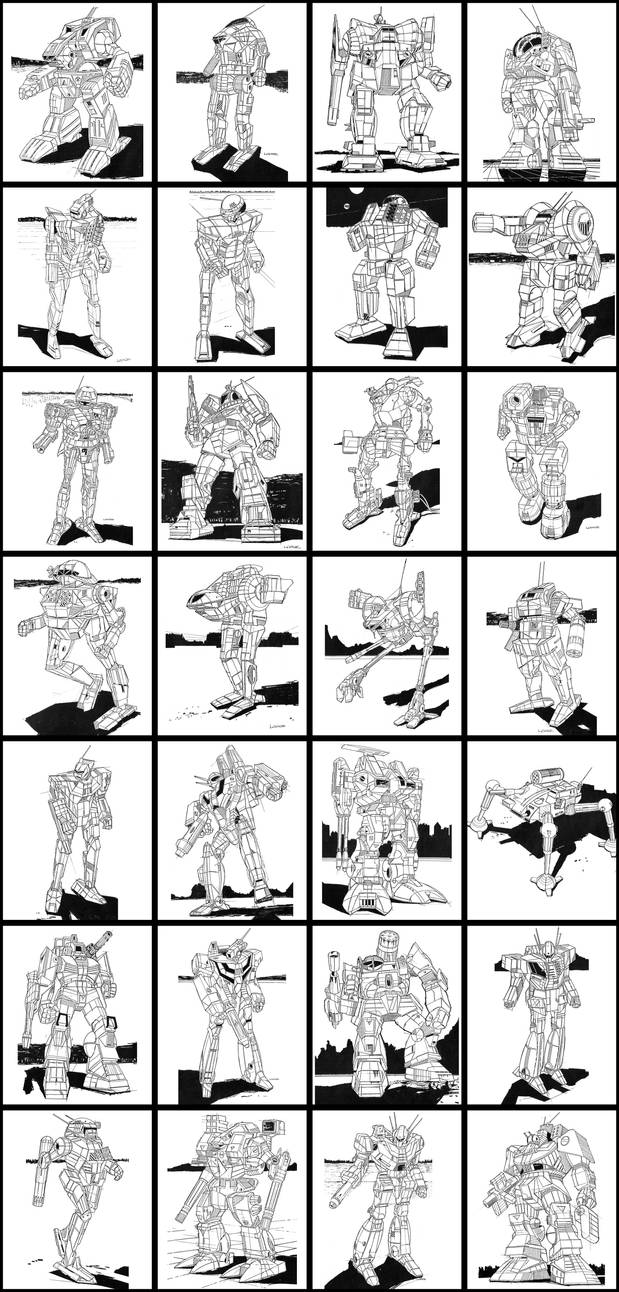 Battletech Cartoon Wireframe BattleTech BattleMechs 1 by DrOfDemonology on DeviantArt