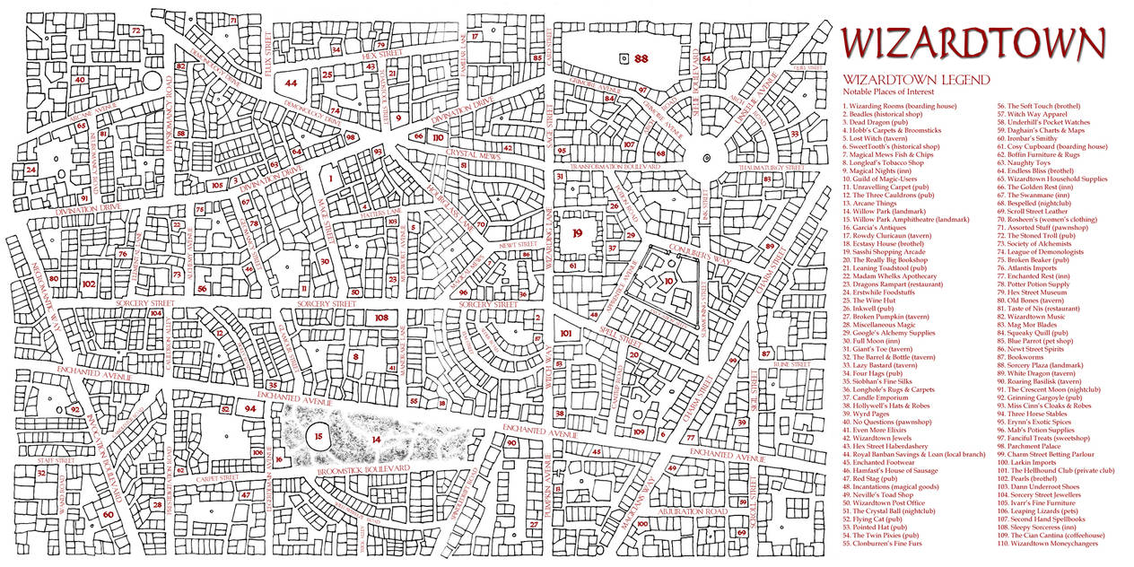 Map of Wizardtown by DrOfDemonology on DeviantArt