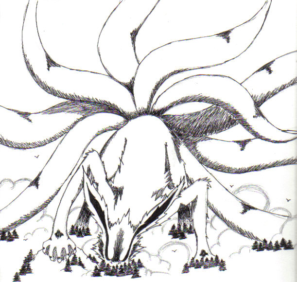 Nine Tailed Fox Naruto Coloring Pages - angrylittlebunnyofdoom