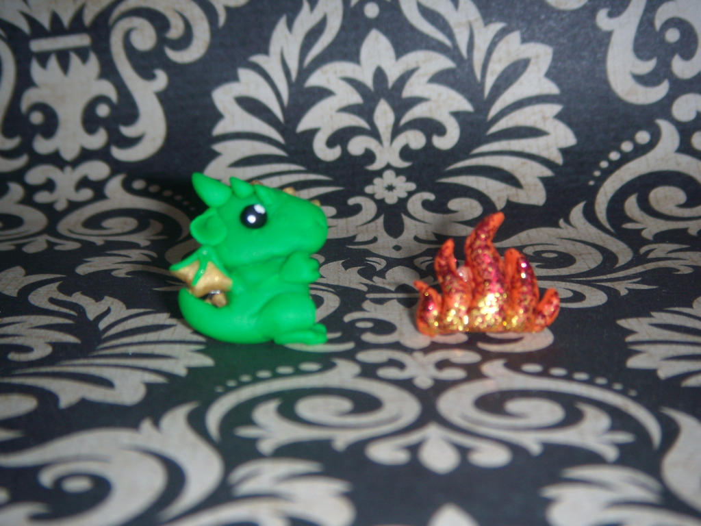 Green Dragon with Flames earrings