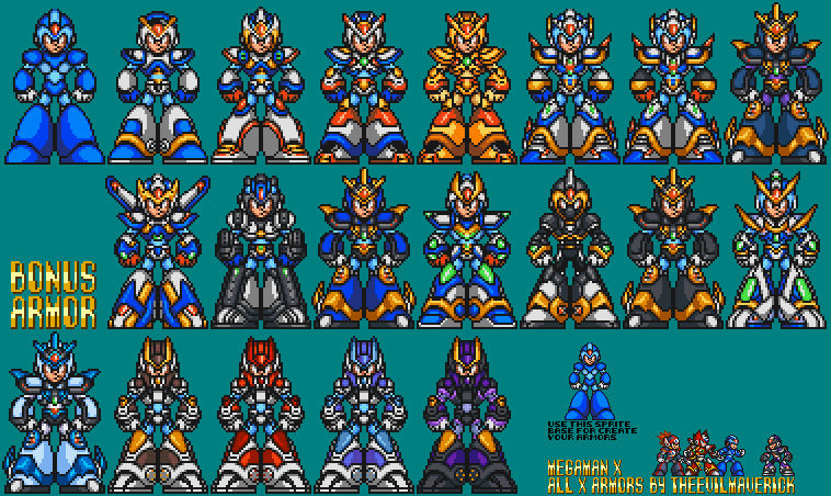 Megaman X All X Armors X1 X8 By Theevilmaverick On Deviantart 
