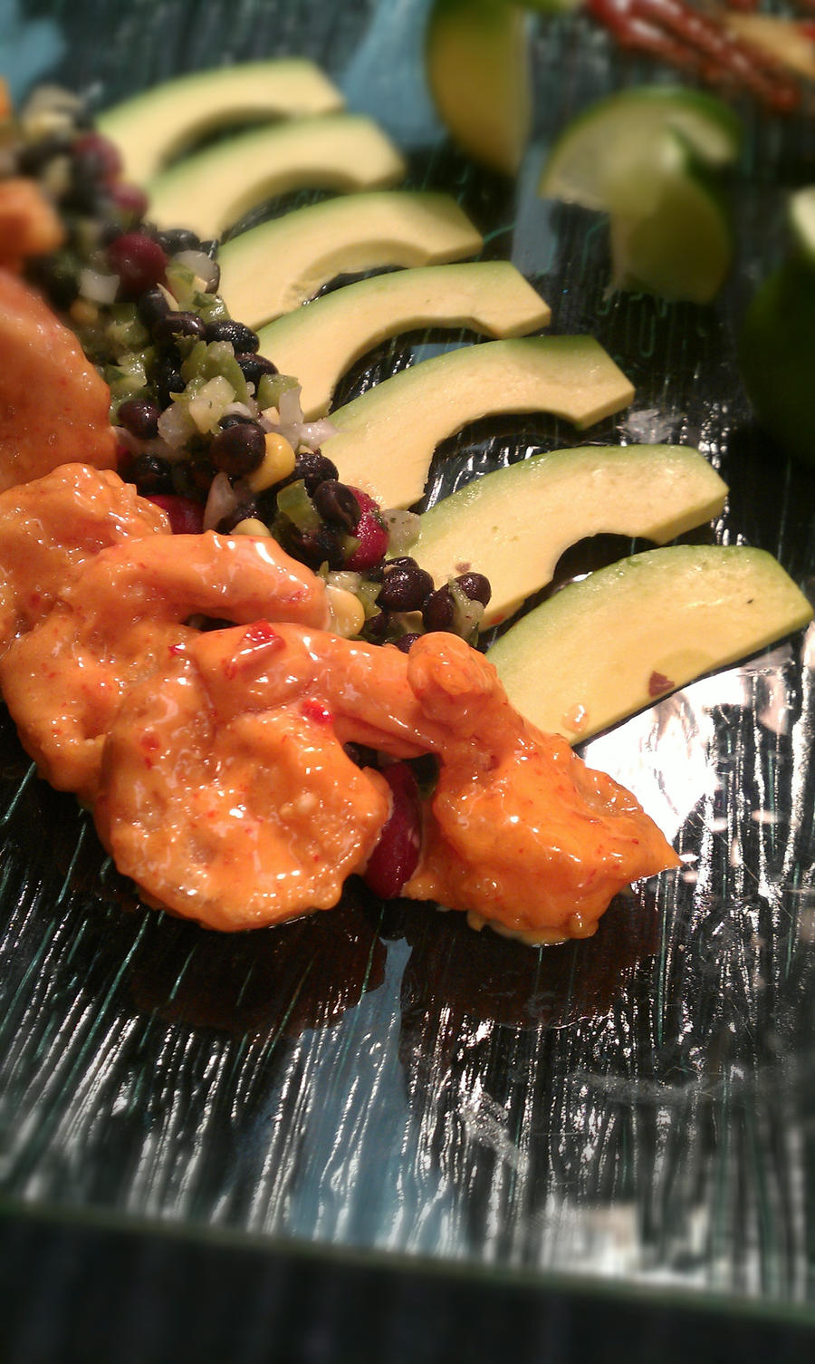 Spicy Shrimp and Black Bean Salad Platter Detail 2