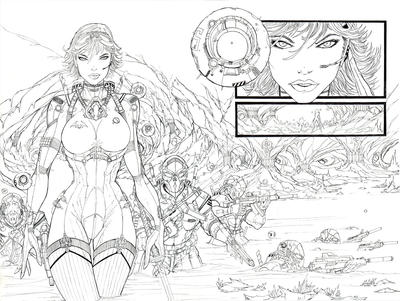 B-ink Double Panel - lineart