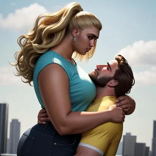 big girl hugging small man by Oborobuku on DeviantArt