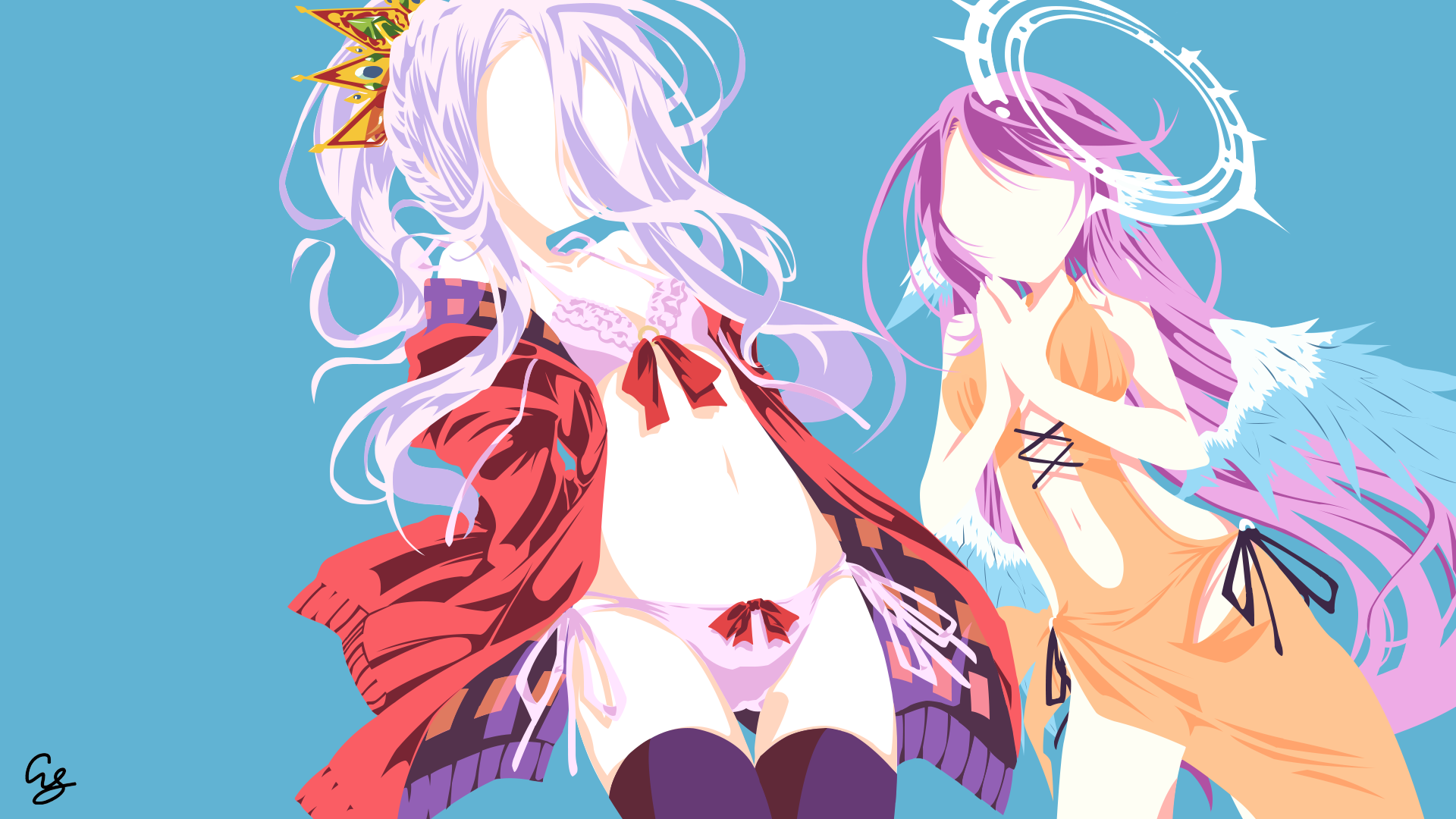 Shiro and Jibril  Mizugi - No Game No Life