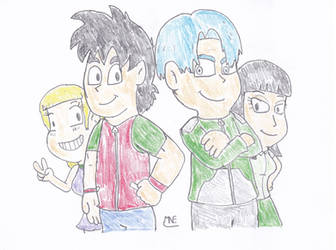 Goten, Trunks, Marron and Mai by MrNintMan