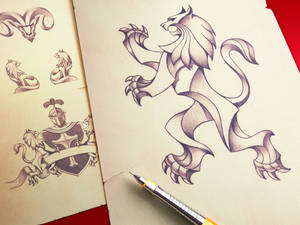 Heraldry Pencil Illustration ramotion