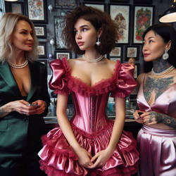 Mother with daughter at tattoo salon