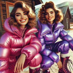 Ladies in puffer suits