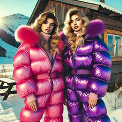 Ladies in puffer suits