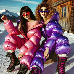 Ladies in puffer suits