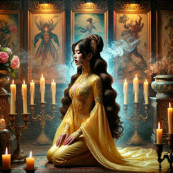 Asian Lady in temple