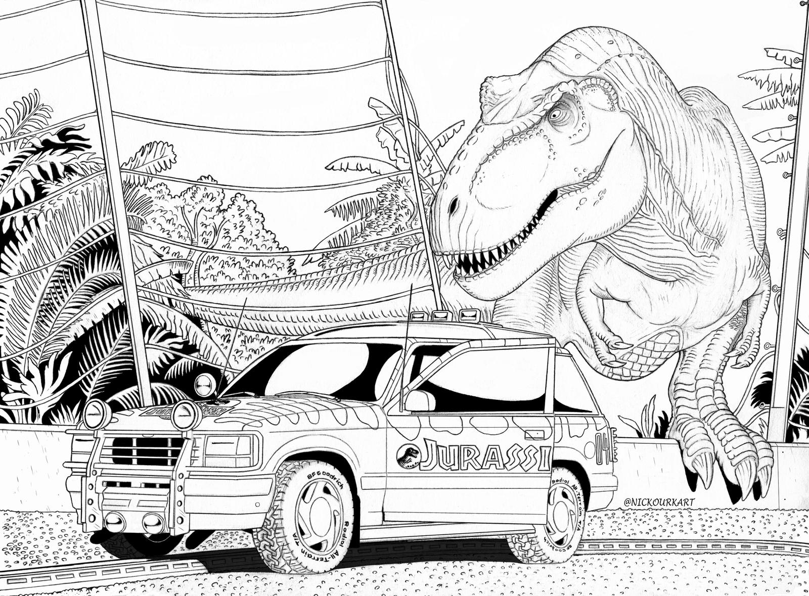 Jurassic Park TRex breakout Coloring page by NKourk on DeviantArt