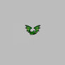 Pixel art green bat flying