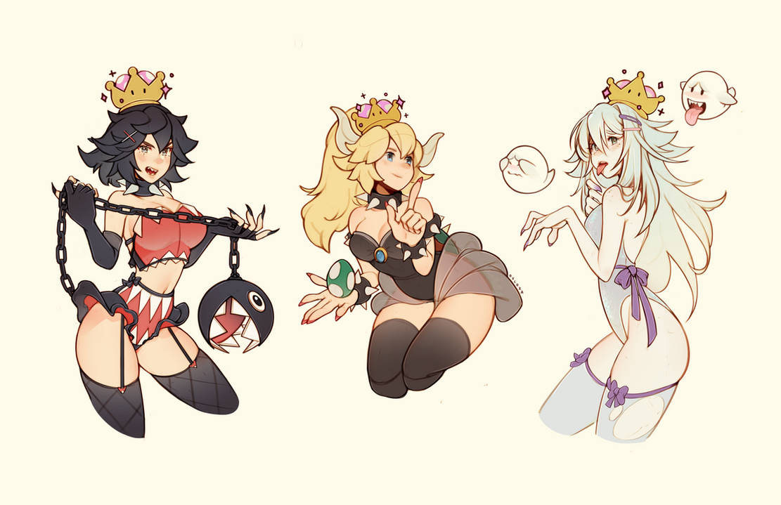 Chompette, Bowsette, and Boosette (Super Crown) by oxcoxa on DeviantArt