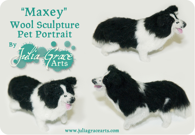 Maxey - Wool Sculpture Pet Portrait Details White