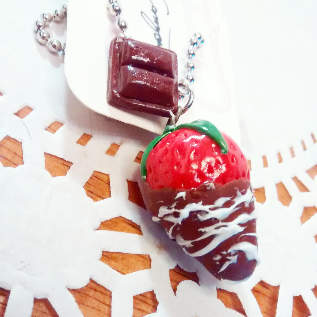 chocolate covered strawberry necklace