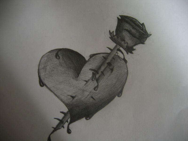 Emo bleeding heart and rose by bad69magik on DeviantArt