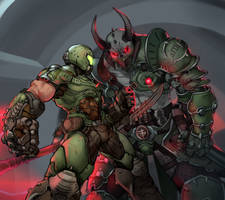 doom slayer vs marauder fanart