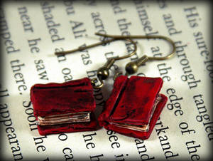 Red Beloved Book Earrings