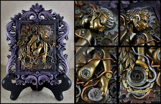 Brass Clock work Angel Mixed Media Sculpture