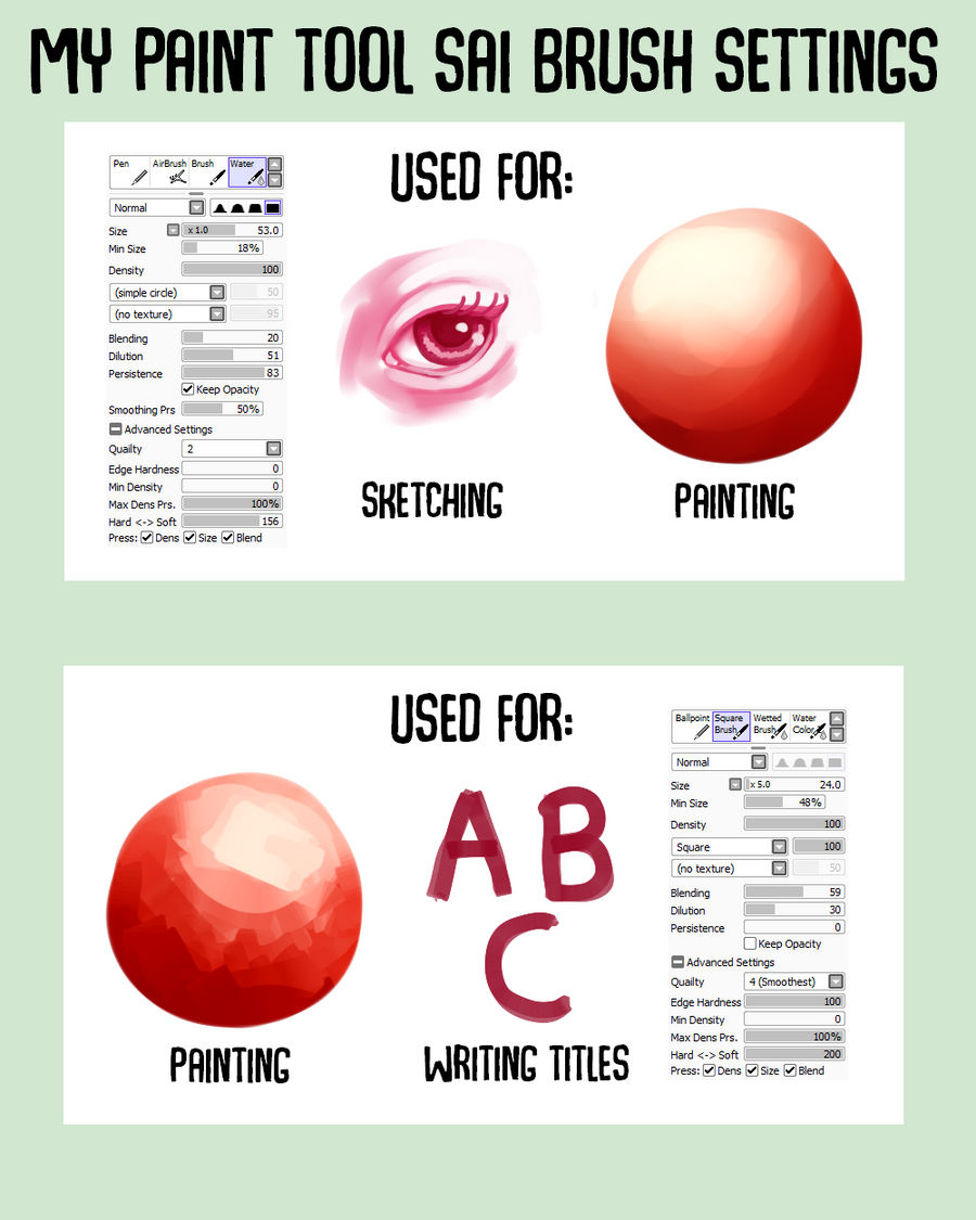 paint tool sai brush settings