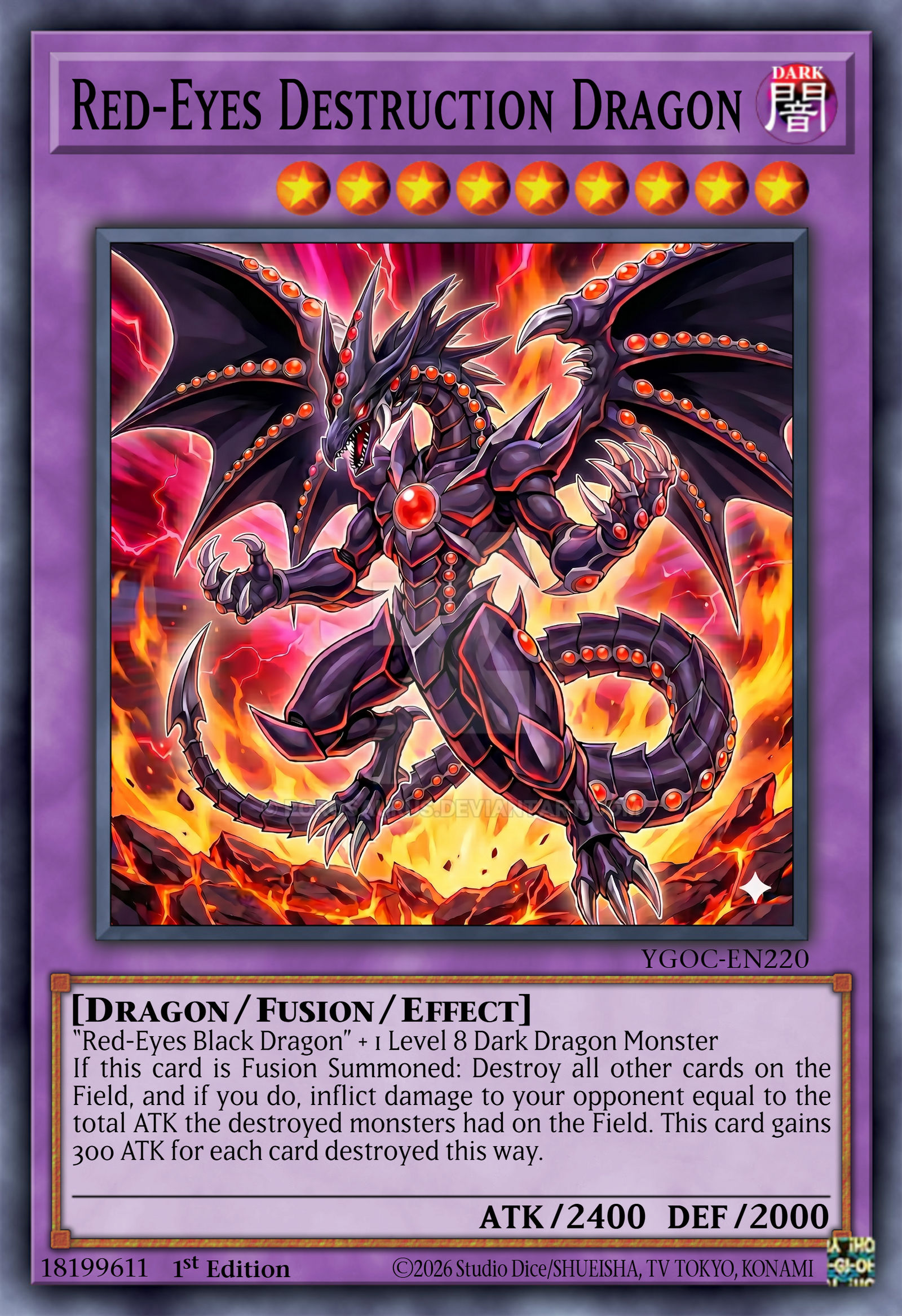 yugioh card red eyes darkness dragon Amazon.com: Yu-Gi-Oh! - Red-Eyes (SD1-EN001) - Structure Deck 1: Dragon's Roar - 1st Edition Effect Monster Rarity Red-Eyes Destruction Dragon by Porosaurus