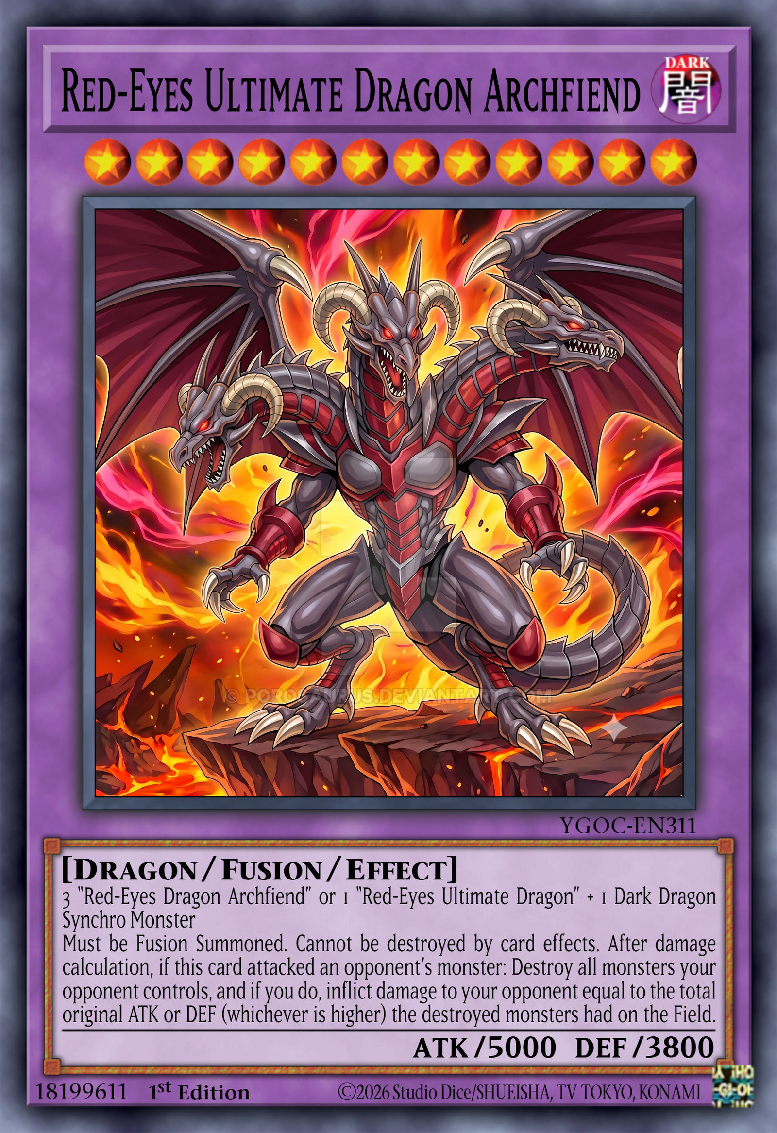 yugioh cards red dragon archfiend : TDIL-EN050 1st Ed Tyrant Ultra Rare Card may be 1st or Unlimited Edition Red-Eyes Ultimate Dragon Archfiend by