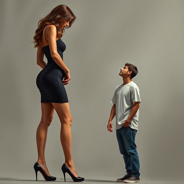 A tall woman towering over a short man by fantasticberg on DeviantArt