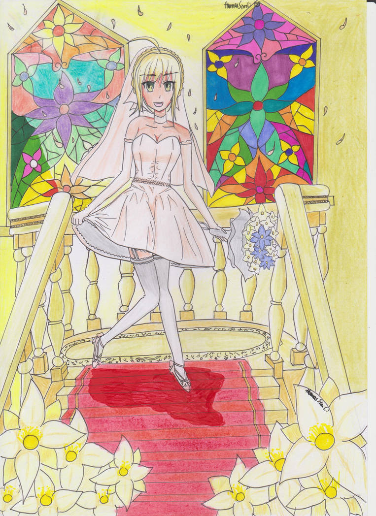 FATE/STAY/NIGHT SABER WEDDING DRESS VERS by KuronekoALICIA on DeviantArt