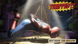 Spiderman hogtied and hung