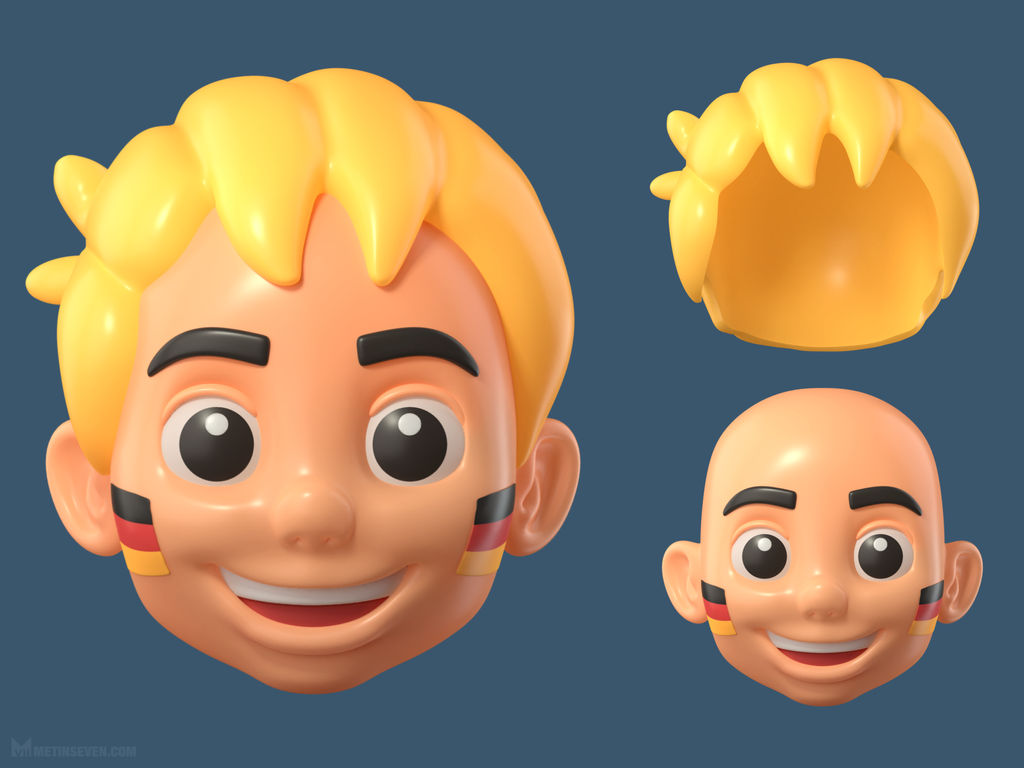 Football fan boy head toy sculpt