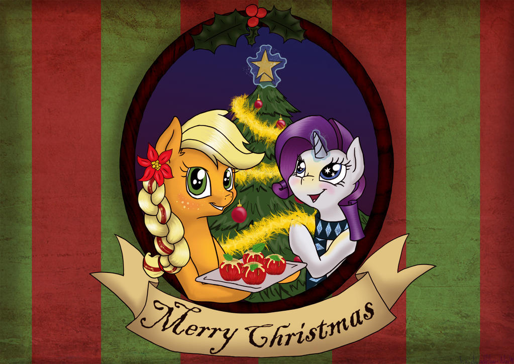 Merry Christmas from Applejack and Rarity!