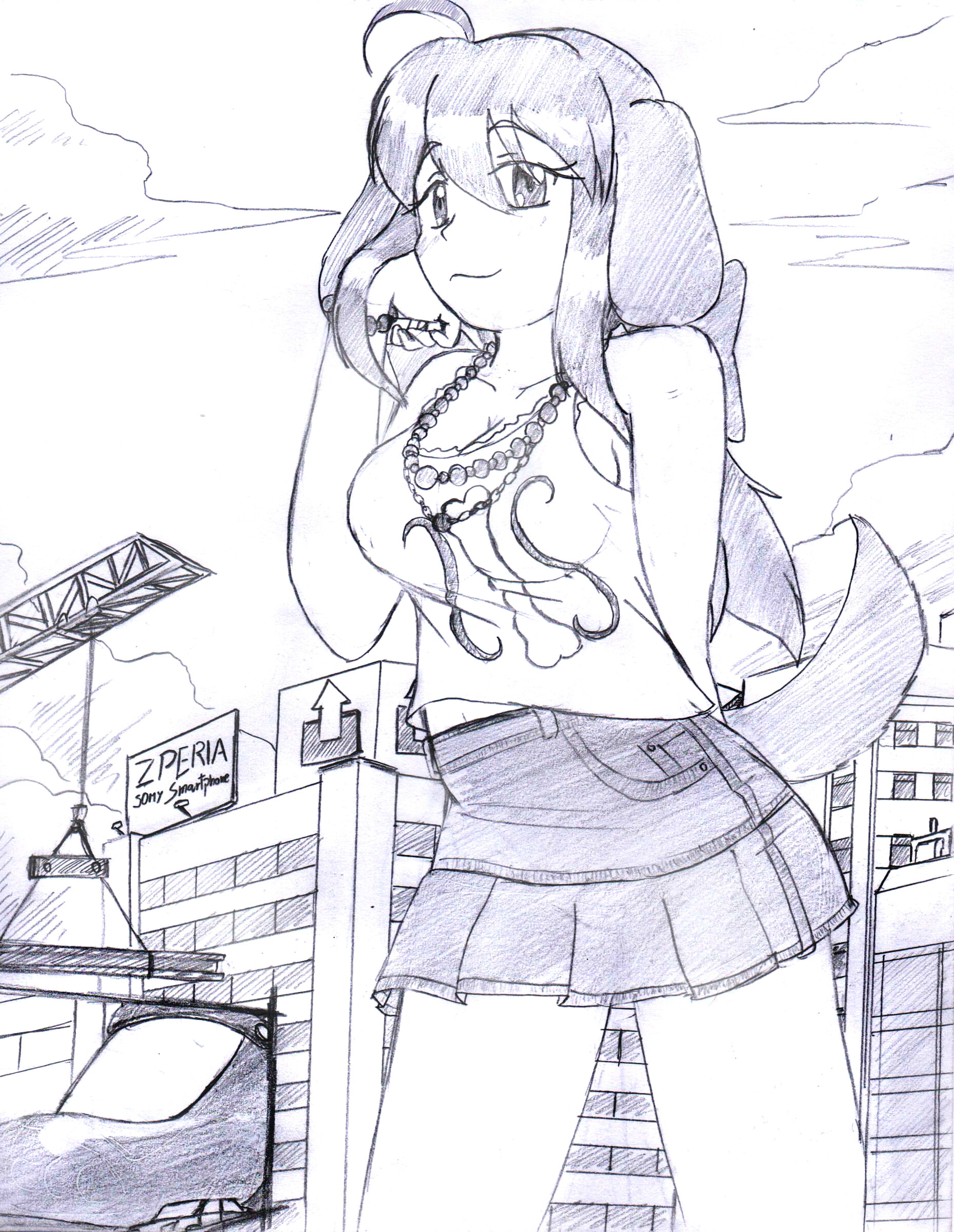 Izumi visiting a city