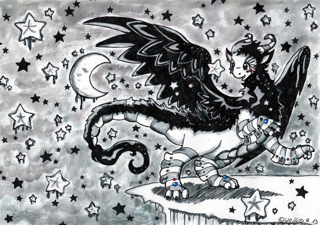 Pearl Dragon and a starry sky