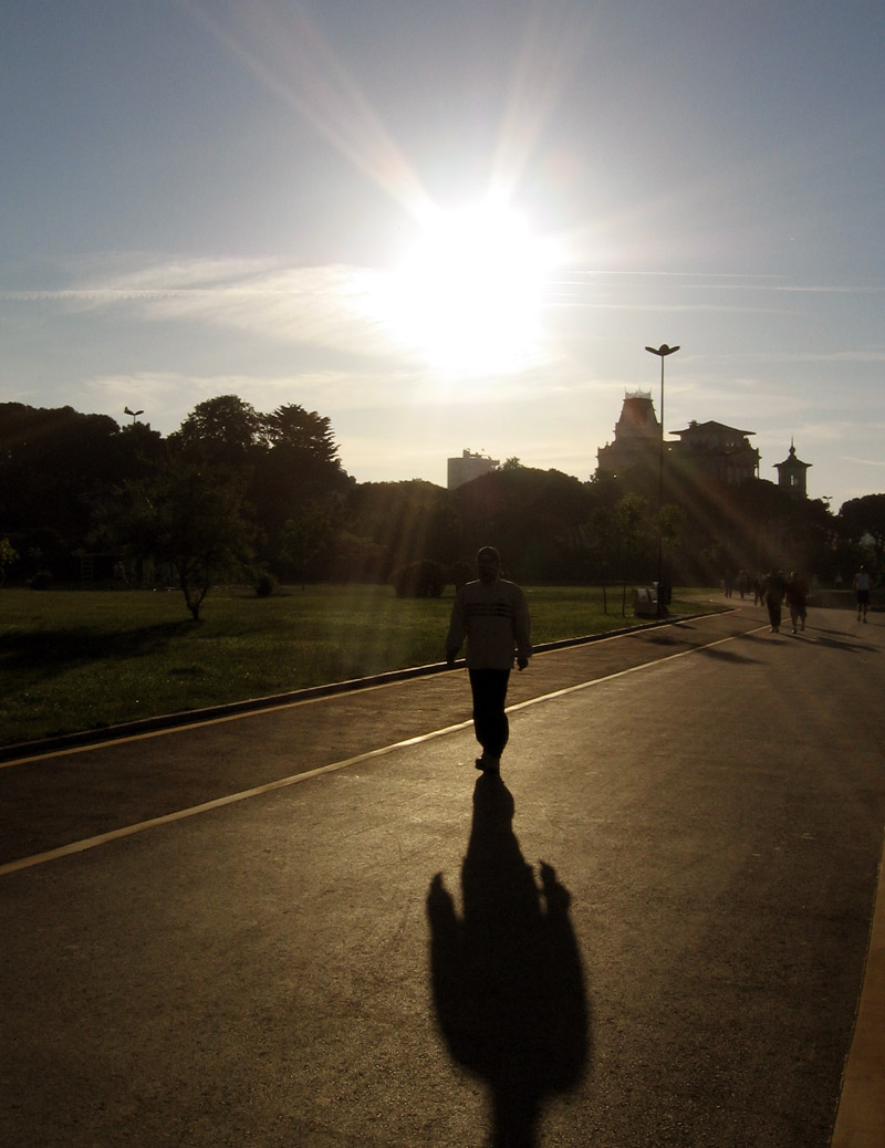 walking with shadow