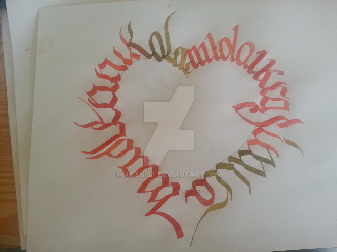 Heart Calligraphy - Calligram Ciillk Calligraphy
