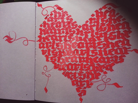 Hearts Calligraphy Calligram (4/4)