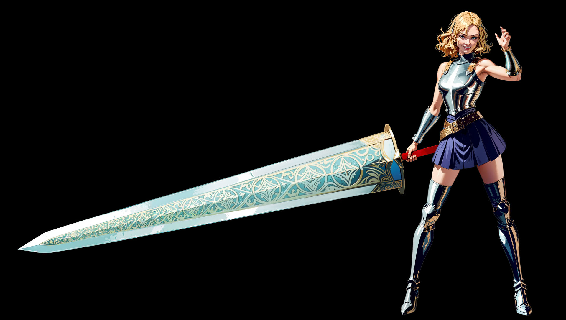 Fantasy female knight with a giant sword