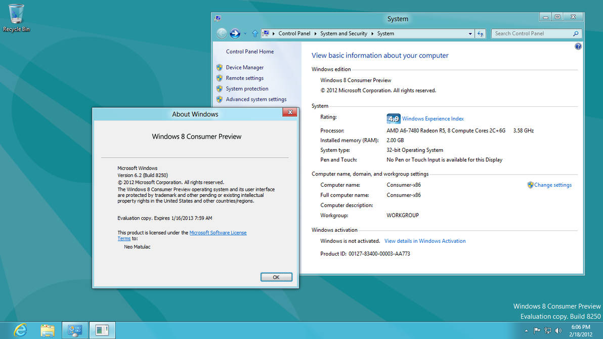 Windows 8 Build 8250 (Consumer Preview) by xXNeoJadenXx on DeviantArt