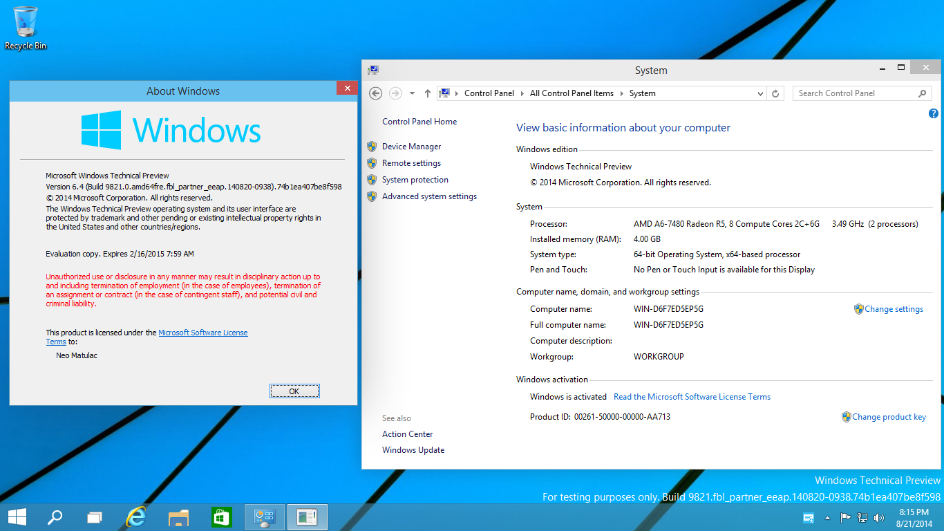 Windows 10 Build 9821 (Pre-Technical Preview) by xXNeoJadenXx on DeviantArt